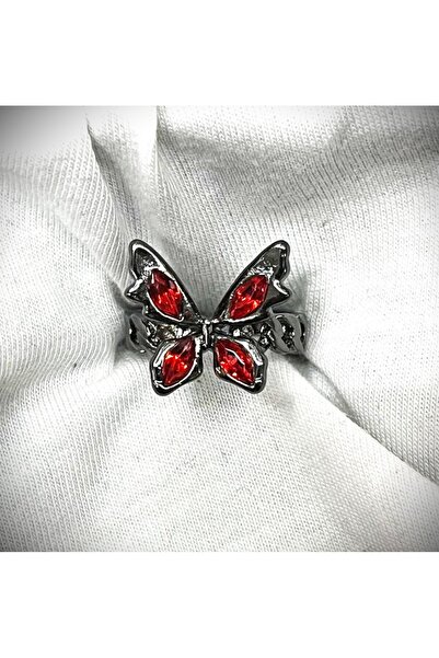 DÜKKAN DESİGN Red Stone Butterfly Ring