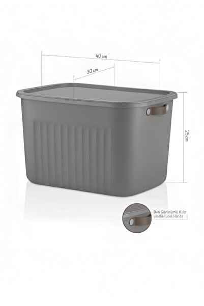 Bayev 2 Pieces Gray 20 Lt Boxsis Set Mega Size Multi-Purpose Box with Lid Closet Organizer Organizer-Hobby Box