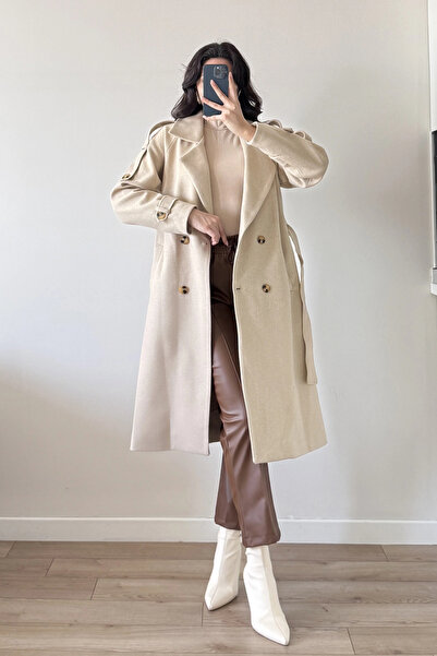 Eka Palton de damă bej cu broderie 3122