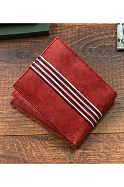 Other Men's wallet made of leather decorated with crosswise stripes