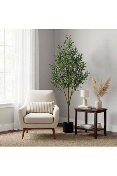 AGD شجرة زيتون صناعية - 150 سم، نبات زخرفي أخضر واقعي للمنزل والمكتب