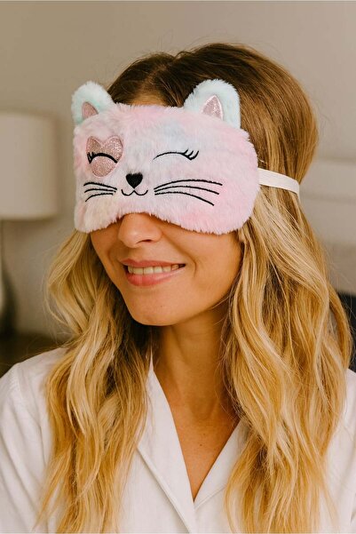 TAKIŞTIR Pink Color Plush Sleeping Band with Cat Figure