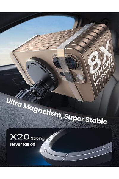 Lamicall 15W MagSafe Car Mount Charger - 3-in-1 Intelligent Chip, 360° Wireless Holder