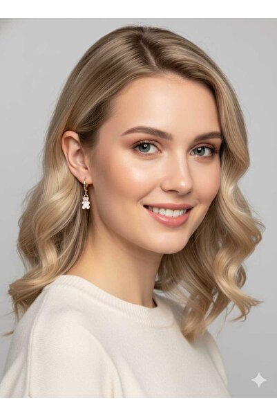 Papatya Silver 925 Ayar ayıcık küpe.rose.gold.rodaj