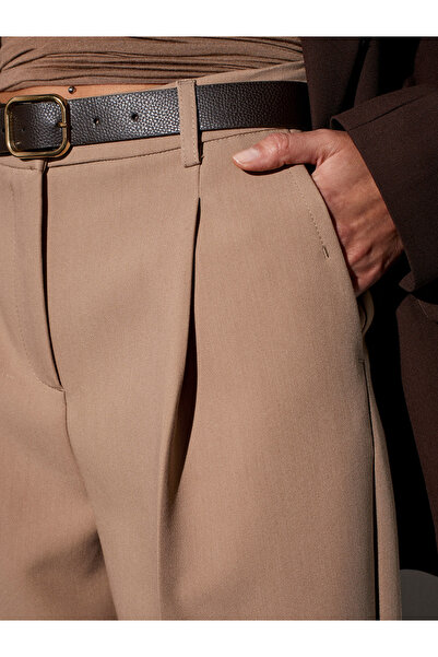 Dilvin 72167 Kemerli Pensli Pantolon-Camel