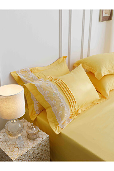 JOJO HOME Bed linen set, soft touch cotton, 240x250cm, 6 pieces, Yellow