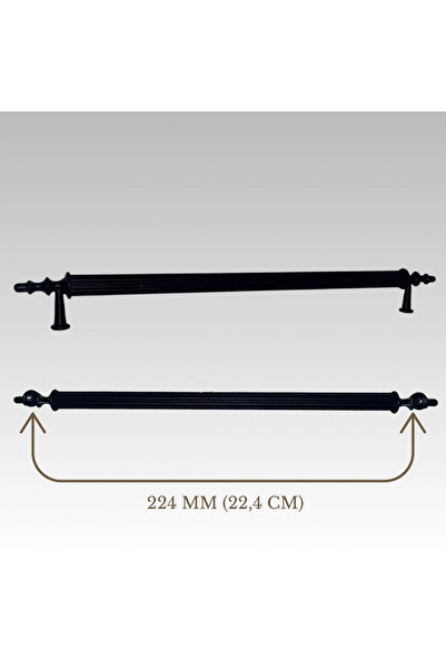 CAN METAL Klipso Mat Siyah 224 MM Metal Lüks Çekmece Dolap Mobilya Kulpları