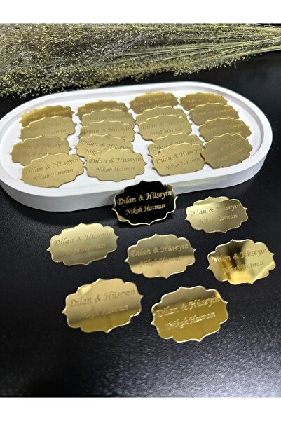 şirinbabatölyesi pleksi etiket 1 mm arkası yapışkanlı gold ve gümüş ( 25 adet...