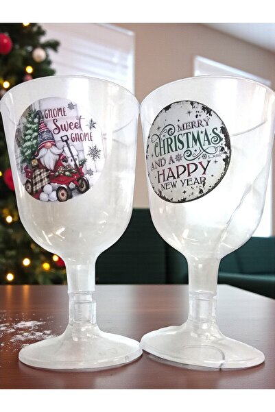 Armada Σετ 6 πλαστικών διαφανών ποτηριών με θέμα την Πρωτοχρονιά (150 ml – 11...