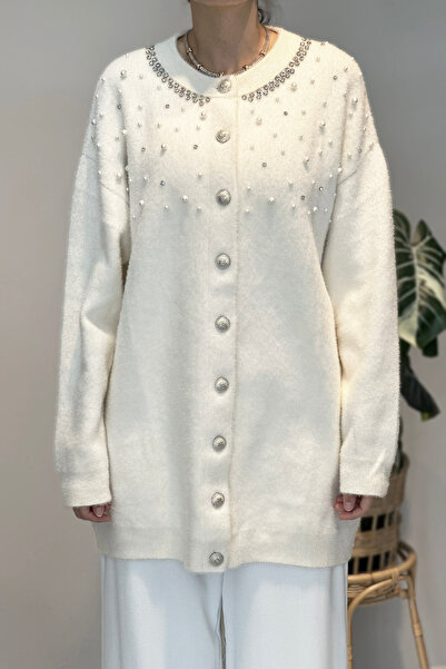 Lale Butik كارديجان بتفاصيل حجرية ولؤلؤية 25015 إكرو