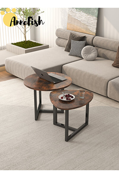 AnneFish 2pcs Nesting Table Small Sofa Side Table Set Bedside Table European Nightstand Coffee Service Table