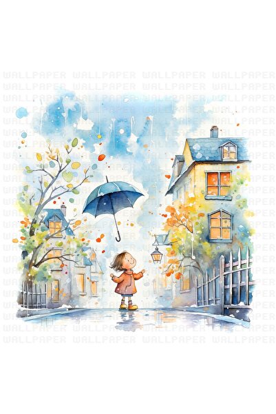 Home Yağmur ve mutluluk çocuk odası poster duvar kağıdı