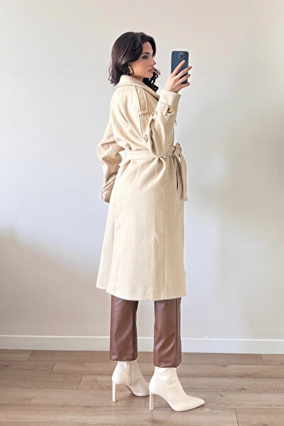 Eka Palton de damă bej cu broderie 3122