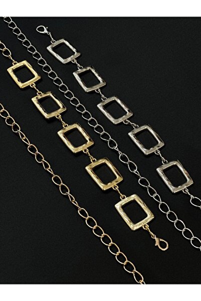 Fiori 2 τεμάχια τετράγωνη χρυσή ασημί λεπτομερής γυναικεία αλυσίδα μέσης με λεπτομέρεια γυναικεία αλυσίδα μέσης ζώνη μέσης, ζώνη φορέματος,