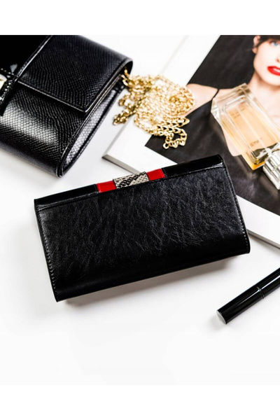 Other Women's leather wallet with snake print - Peterson