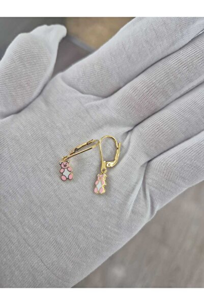 Papatya Silver 925 Ayar ayıcık küpe.rose.gold.rodaj