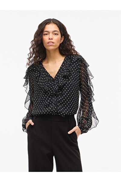 VILA Langarmhemd VIHARLEY V-Ausschnitt