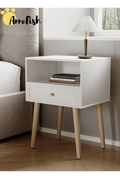 AnneFish 45*35*60cm Nightstand with Drawer Home Bedside Table 2-Tier Modern Nightstands End Coffee Table