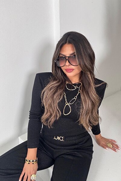 Sohotique By P Glitter Knitted Back Detail Suit Black