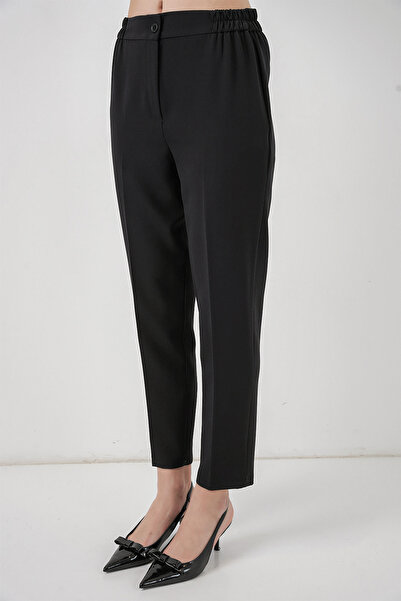Bigdart Women's Elastic Waist Fabric Trousers 30058 - Black