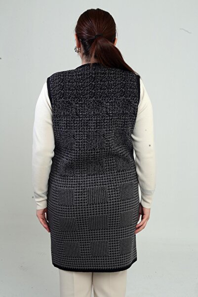 By Saygı Жіночий жилет з застібкою-блискавкою спереду, з великим карманом, трикотажний, довгий