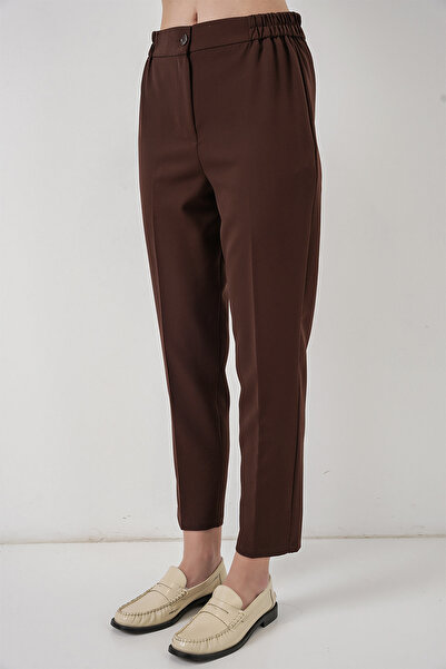 Bigdart Women's Elastic Waist Fabric Trousers 30058 - Brown