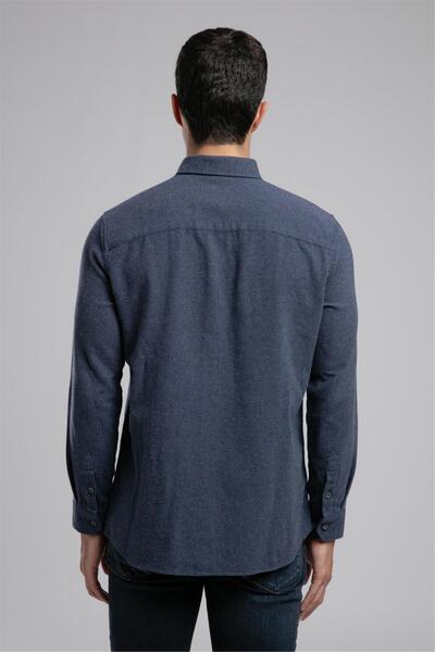 Lee Cooper Tiles Men's Woven Long Sleeve Shirt Indigo