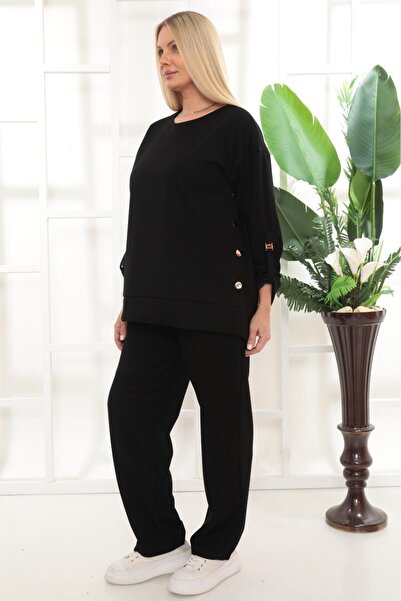 zitex طقم بدلة رياضية من قماش المودال مع تفاصيل أزرار جانبية