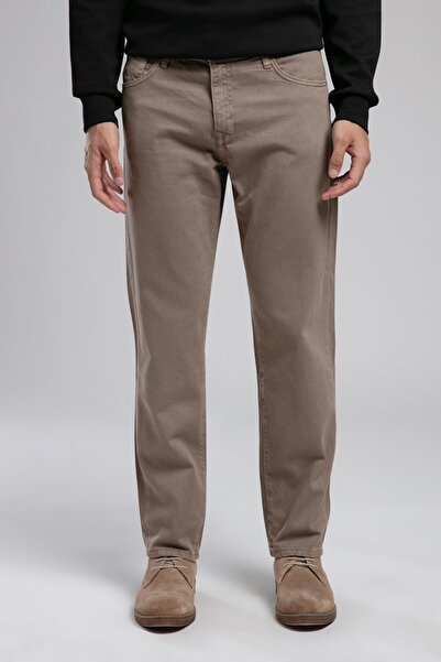 Lee Cooper Ricky High Waist Straight Cut Straight Leg Beige Men's Trousers