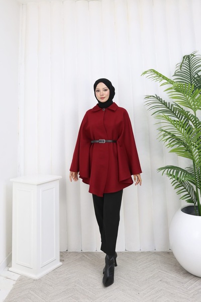 KEJAN TEKSTİL Kejan Belted Poncho