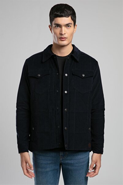 Lee Cooper Preston Men's Velvet Jacket Dark Navy Blue