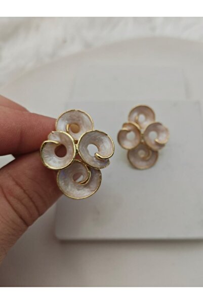 KYOLA DESİGN Four Spiral Pearlescent Gold Earrings