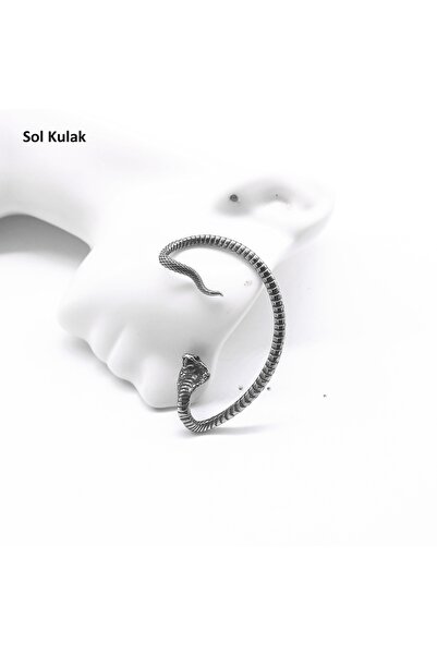 Viking Ear Cuff Kobra Tasarım Hızma Model S+ Kalite 316L Paslanmaz Kararmaz Ç...