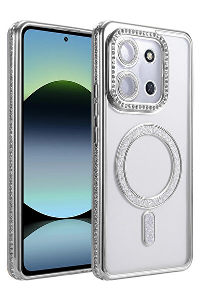 Nezih Case Redmi 15C Uyumlu Taşlı Magsafe Şarj Özellikli Kamera Korumalı Siml...