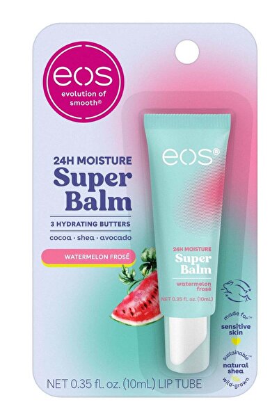Eos مرطب سوبر بالم يدوم ٢٤ ساعة - بنكهة البطيخ المثلجة، قناع للشفاه وعلاج، لل...