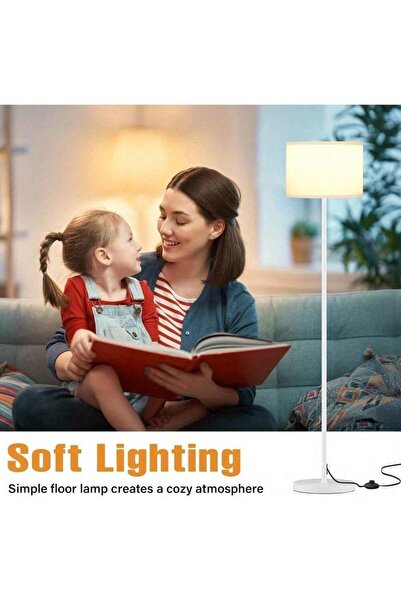 Chuma Modern floor lamp, three-level dimmable brightness, remote control operation, 12 watts, white.