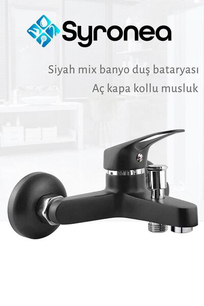 VSA Siyah Mix Banyo Bataryası Duş Aç Kapa Musluk Sıcak Soğuk Su Girişli 3 Yıl...