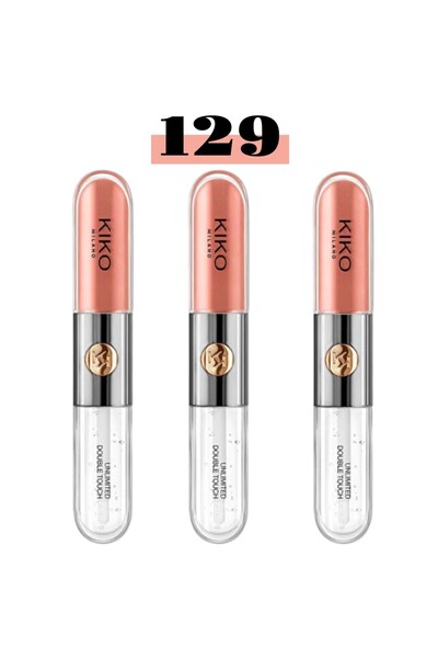 KK أحمر شفاه سائل مزدوج اللمس من أنليميتد، 129 وردي، عبوة من 3 قطع