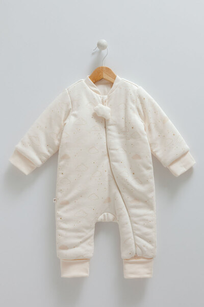 Caramell 100% Cotton 1.6 Tog Inner Padding Double Zipper Cloud Detailed Sleeping Bag