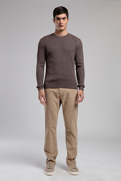 Lee Cooper Ricky High Waist Straight Cut Straight Leg Beige Men's Trousers