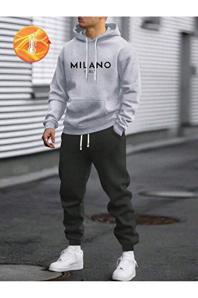 Flaubert -ملابس رياضية رجالية مطبوع قصة فضفاضة - طقم من قطعتين من السويت شيرت...