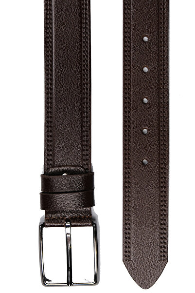 CüzCan Справжня шкіра, коричневий, спеціальний подвійний шов, 4 см, класичний чоловічий ремінь