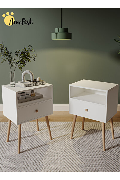 AnneFish 45*35*60cm Nightstand with Drawer Home Bedside Table 2-Tier Modern Nightstands End Coffee Table