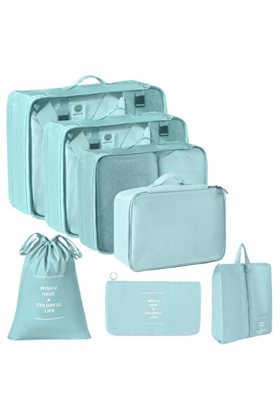 Generic 7-Piece Waterproof Luggage Set - Blue