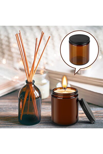 FUFU 12-Pack 8 oz Amber Round Glass Pot Jar