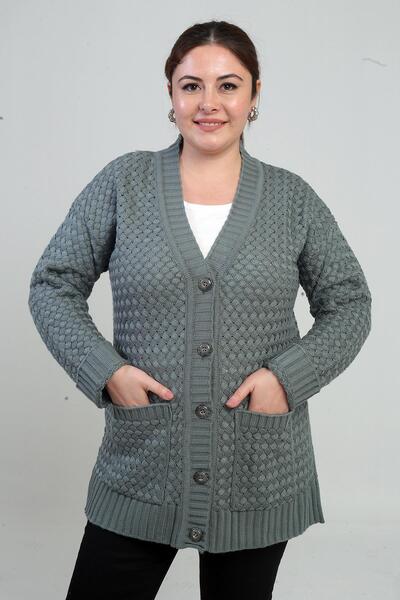 By Saygı Women's Basket Knit Tunic Cardigan with Pockets