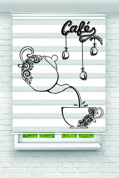 Yznhome Mutfak – Tel Desenli Minimal Kahve Tasarımlı Zebra Perde – YZN-1017