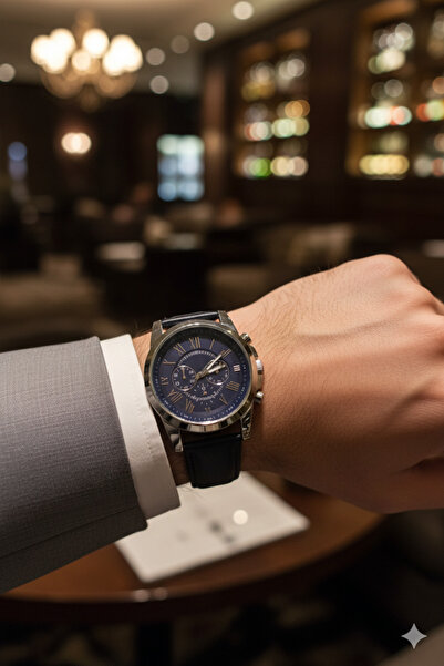 SPECTRUM PREMİUM ساعة يد رجالية من الجلد الصناعي للموسم الجديد مع تفاصيل الأر...