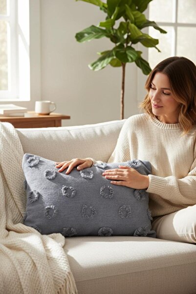 ANJEAHOME Moselle Embossed Smoked Throw Pillow Cover | 36X53Cm |   Washable Fabric, Durable, Stylish Decorative Design