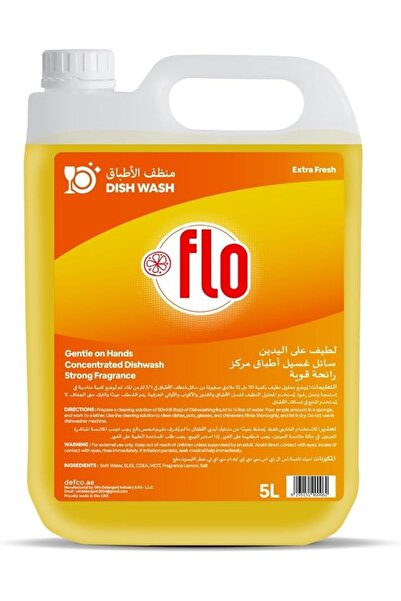 Incleen فلو سائل غسيل الأطباق المركز برائحة الليمون، لطيف على اليدين، 5 لتر